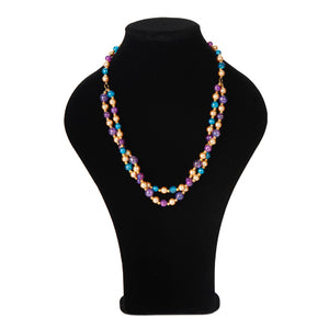Collar Doble Con Perlas Y Cristales Redondos