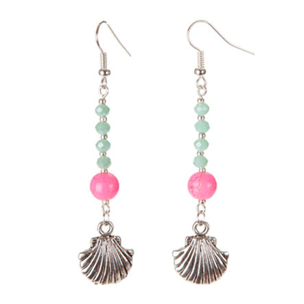Aretes Largos Con Rondeles Y Dijes De Conchita