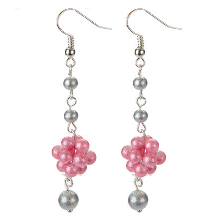 Aretes Enjambre Perlas Destello Rosa