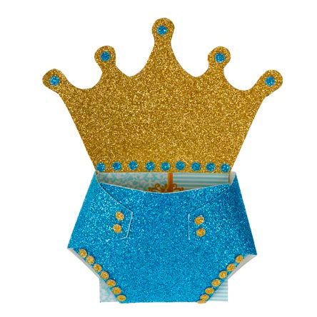 Invitación Baby Shower Príncipe Azul/Oro