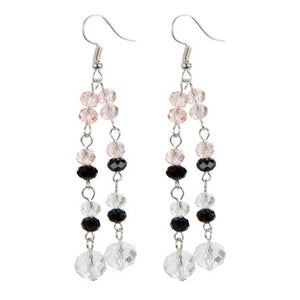 Aretes De Rondeles Negro/ Cristal/ Rosa
