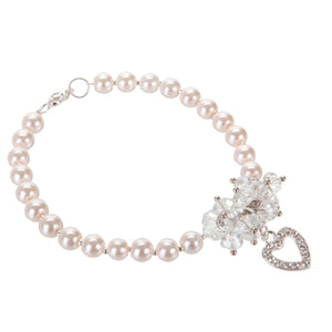 Pulsera Con Perla Rosa Y Rondel Cristal Con Dije