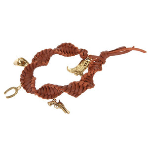 Pulsera  Imitacion Piel  Y Dijes Vaqueros