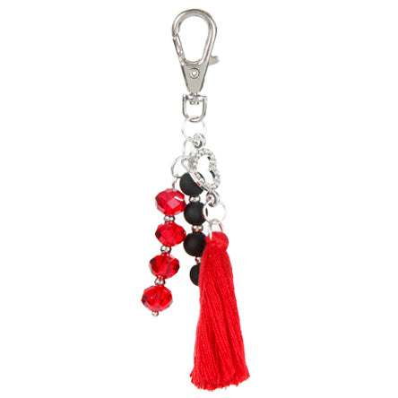 Accesorio De Cristales Rojo/Negro Y Borla