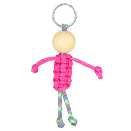 Llavero Con Muñequito De Cordón Y Cuenta Madera