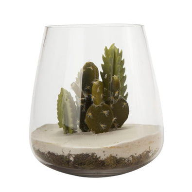 Fantasías Miguel Clave:IM846 Base De Cristal Con Cactus