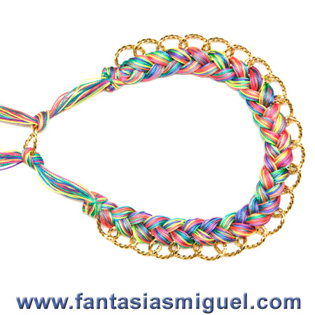 Collar De Cadena Con  Cordón Espiga Multicolor