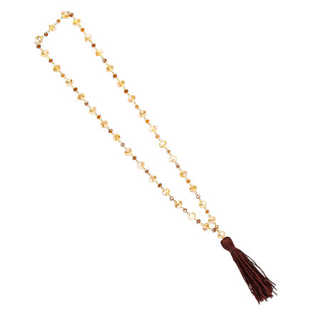 Collar Con Borla Y Rondeles Miel