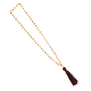 Collar Con Borla Y Rondeles Miel