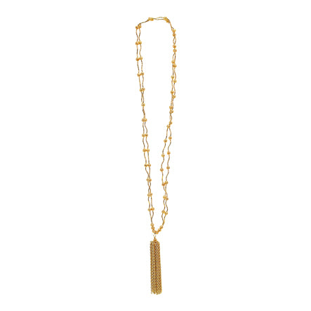 Collar De Tubitos Con Borla De Cadena, Oro