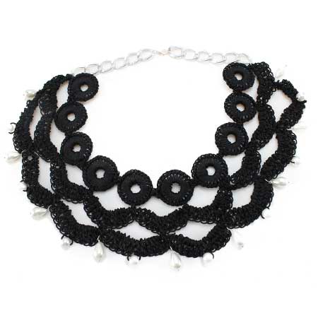Collar Tejido Con Perlas