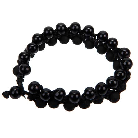 Pulsera Negra Con Cordón Y Cuentas