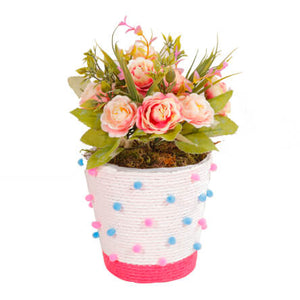 Maceta Con Pom Poms