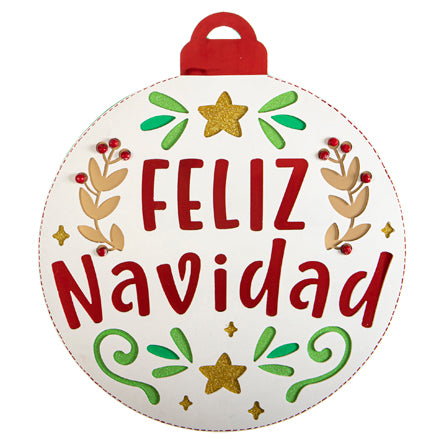 Esfera Feliz Navidad Hojas