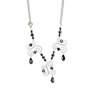 Collar Con Alambre Y Cristal Negro