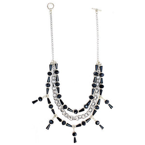 Collar Con Cadena Negro Plata