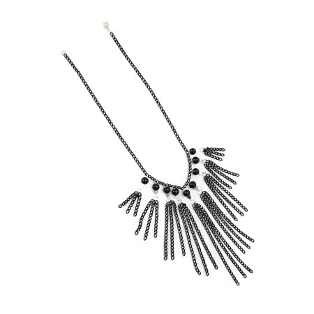 Collar Negro Con Cadenas