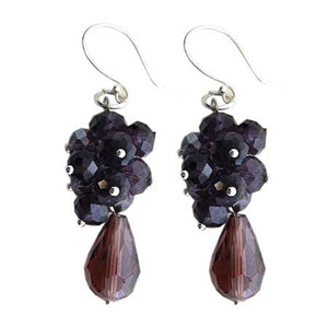 Aretes Con Cristales Morado-Plata