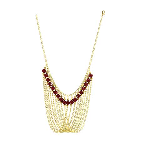 Collar Cortinas Con Cadena Y Rondel Rojo