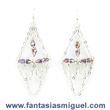 Aretes De Cadena Y Gotas Moradas