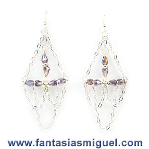 Aretes De Cadena Y Gotas Moradas