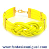 Fantasías Miguel Clave:JO391 Pulsera De Cordón Plano Amarillo Neón C/ Nudo Infinito