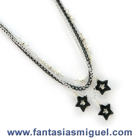 Collar De Estrellas Negras Acrílicas