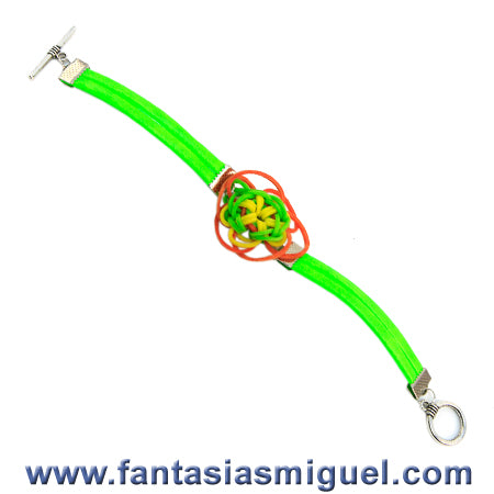 Pulsera Con Ligas Flor De Ligas Y Cordón Neón