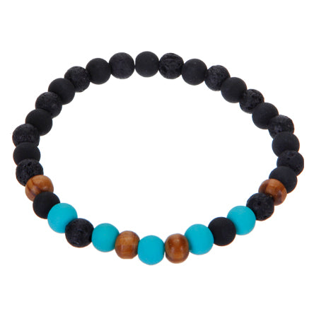 Pulsera Azul/Negro Con Cuentas De Madera