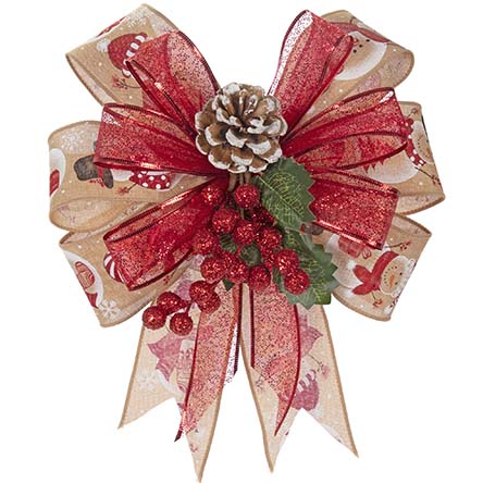 Moño Yute Muñeco De Nieve