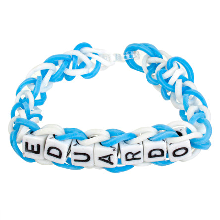 Pulsera Azul-Blanco Con Ligas