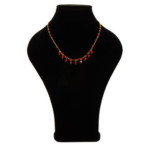 Collar De Cadena Oro Con Rondeles Rojo