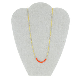 Collar Con Cadena Y Cuenta Naranja