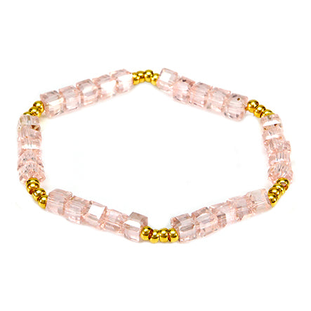 Pulsera Oro Con Cristales Rosa