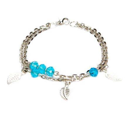 Pulsera De Cadena Y Dijes De Hojas Plata