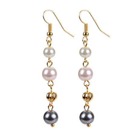 Aretes Perlas Rosa-Marfil