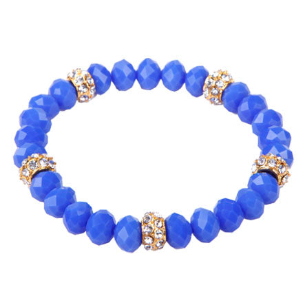 Pulsera Azul Con Rondel De Cristales