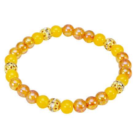 Pulsera Amarillo-Oro Con Bolas De Cristal
