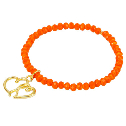 Pulsera Naranja Con Corazones Entre Lazados