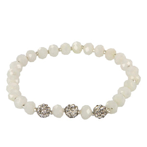 Pulsera Blanca Con Piedras De Cristal