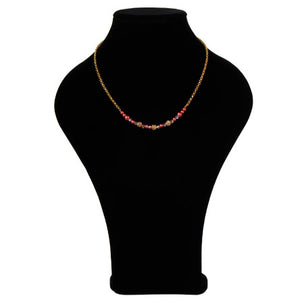 Collar De Cadena Con Perlas Destello Rosado