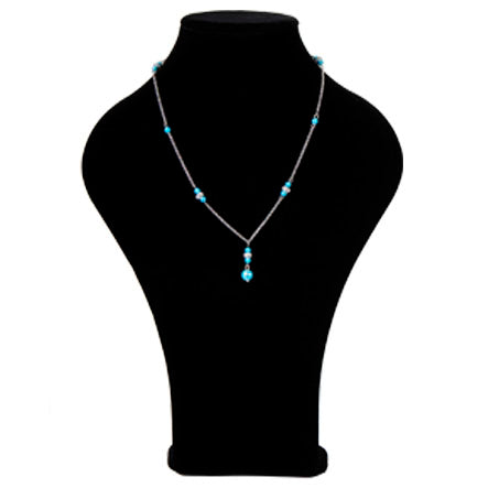 Collar De Cadena Con Perlas Destellos Azul