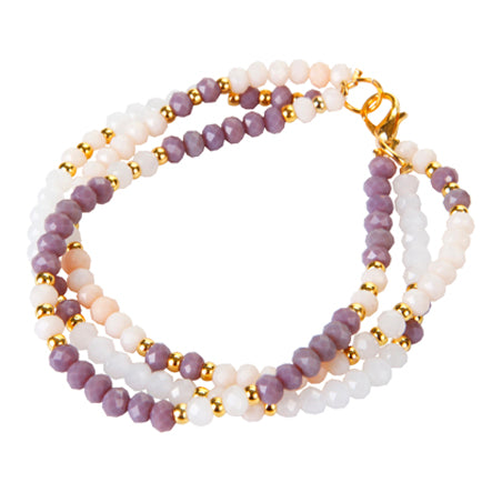 Pulsera Triple Con Rondeles Marfil-Morado