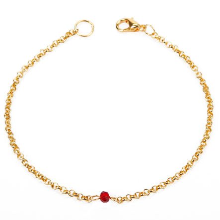 Pulsera Cadena Oro Con Rondel Rojo