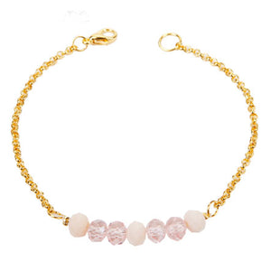 Pulsera De Cadena Oro Con Rondeles Cristal Rosa