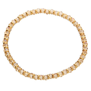 Pulsera Con Rondeles Miel Y Aro Metálico Oro