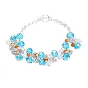 Pulsera De Rondel Turquesa/Blanco/Topacio
