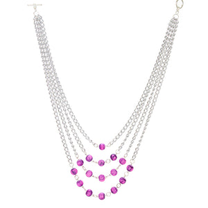 Collar Con Cadenas  Plata / Amatista