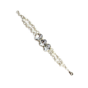 Pulsera Con Perlas Y Tres Cristales