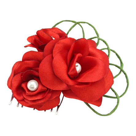 Tocado Rojo Con Rosas